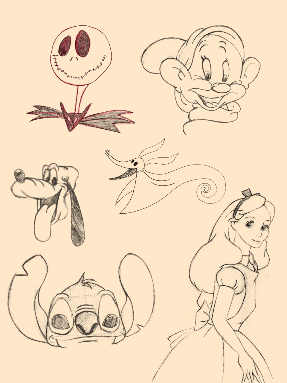 disney characters sketches