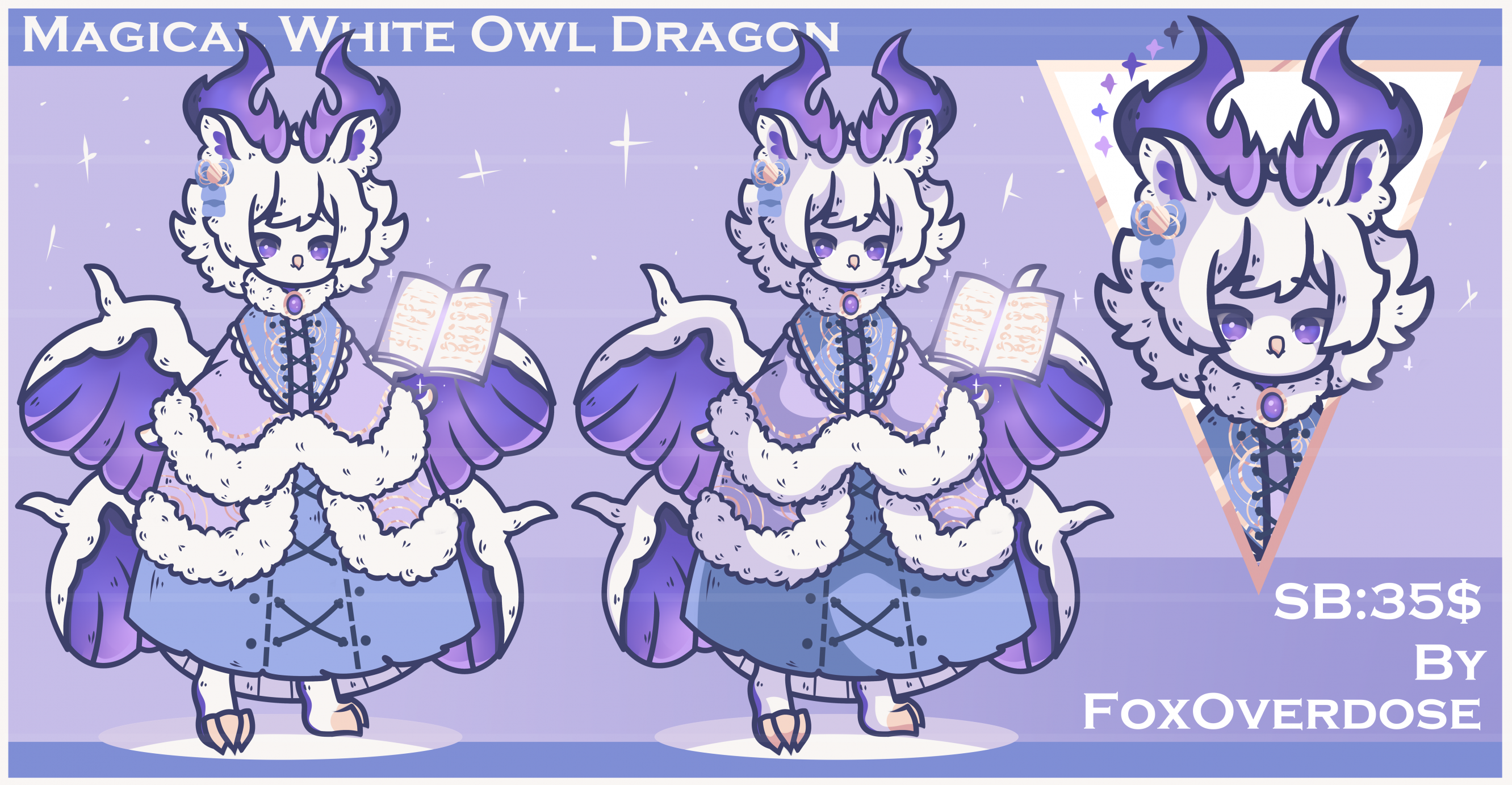 [OPEN] Magical White Owl Dragon|Adopt auction