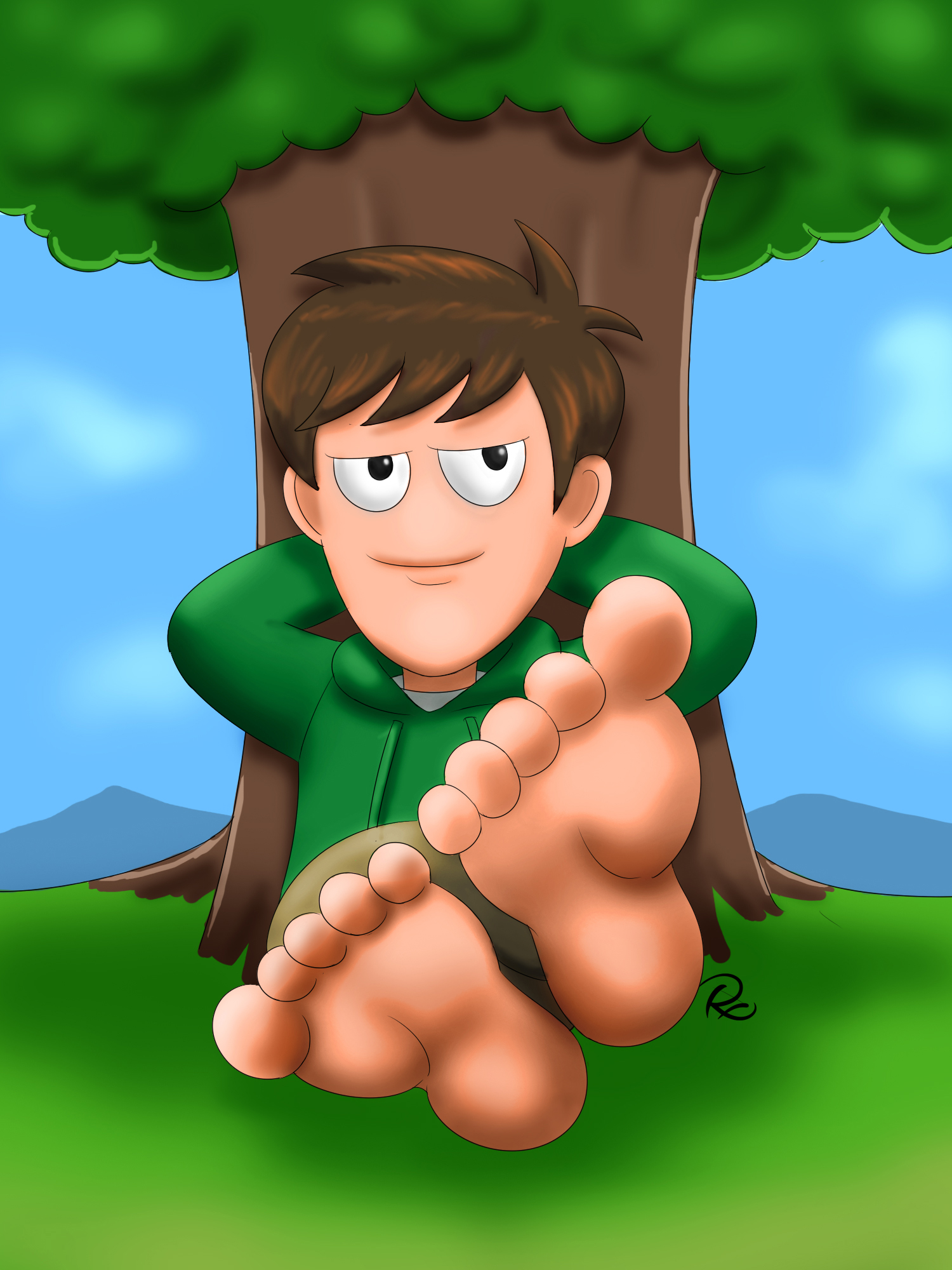 Barefoot Edd Showing Off His Cute Feet! (WhiteGuardian Comm) by  FoxyFeet1994 -- Fur Affinity [dot] net