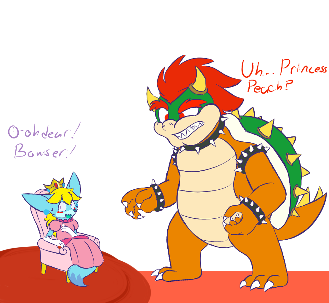 Princess Peach? (Foxy) meets bowser. by Foxymod -- Fur Affinity [dot] net