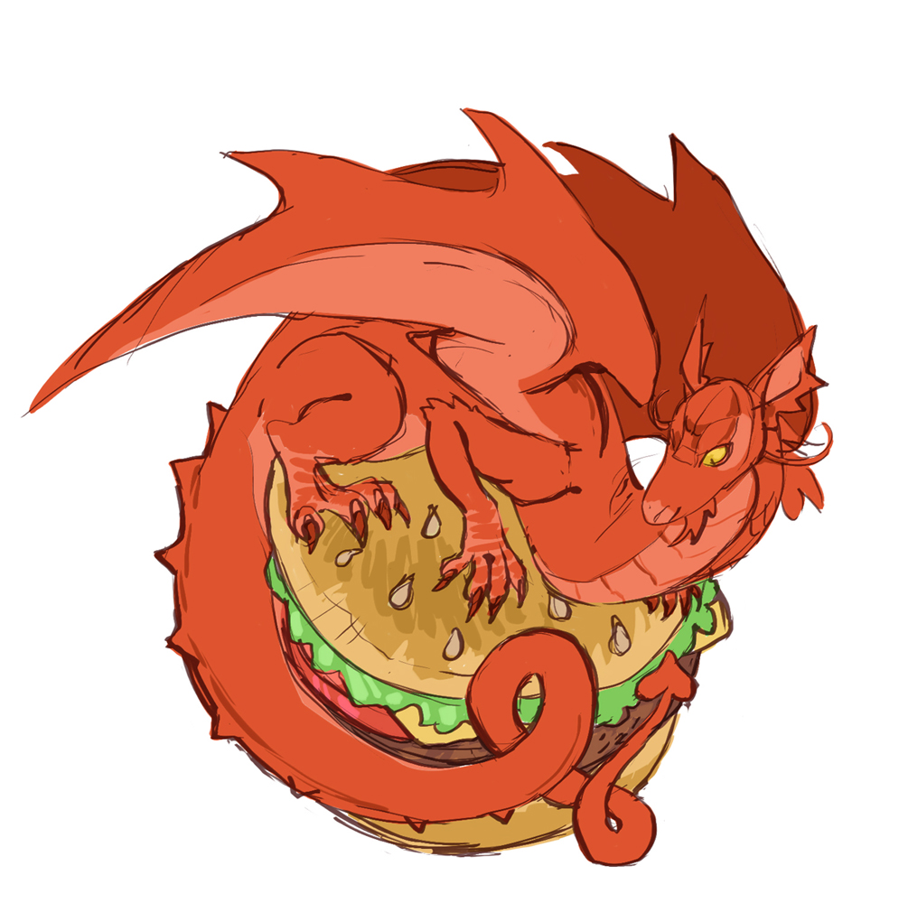 Burger Dragon by Frillybiscuits -- Fur Affinity [dot] net