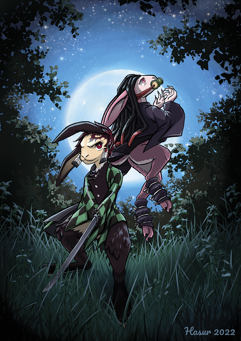 Bunny Tanjiro and Nezuko by Fruits_of_Loom -- Fur Affinity [dot] net