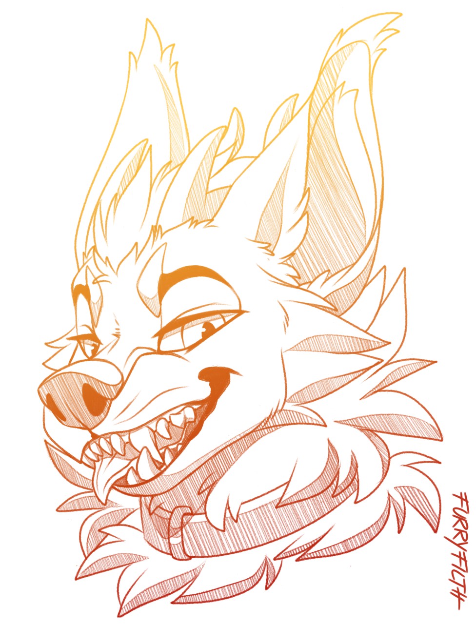 Uncolored sketch commission - Baku by furryfilth -- Fur Affinity [dot] net