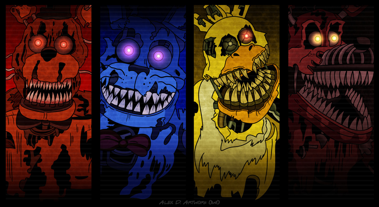 Download Freddy Bonnie Chica FNAF Animatronics Wallpaper