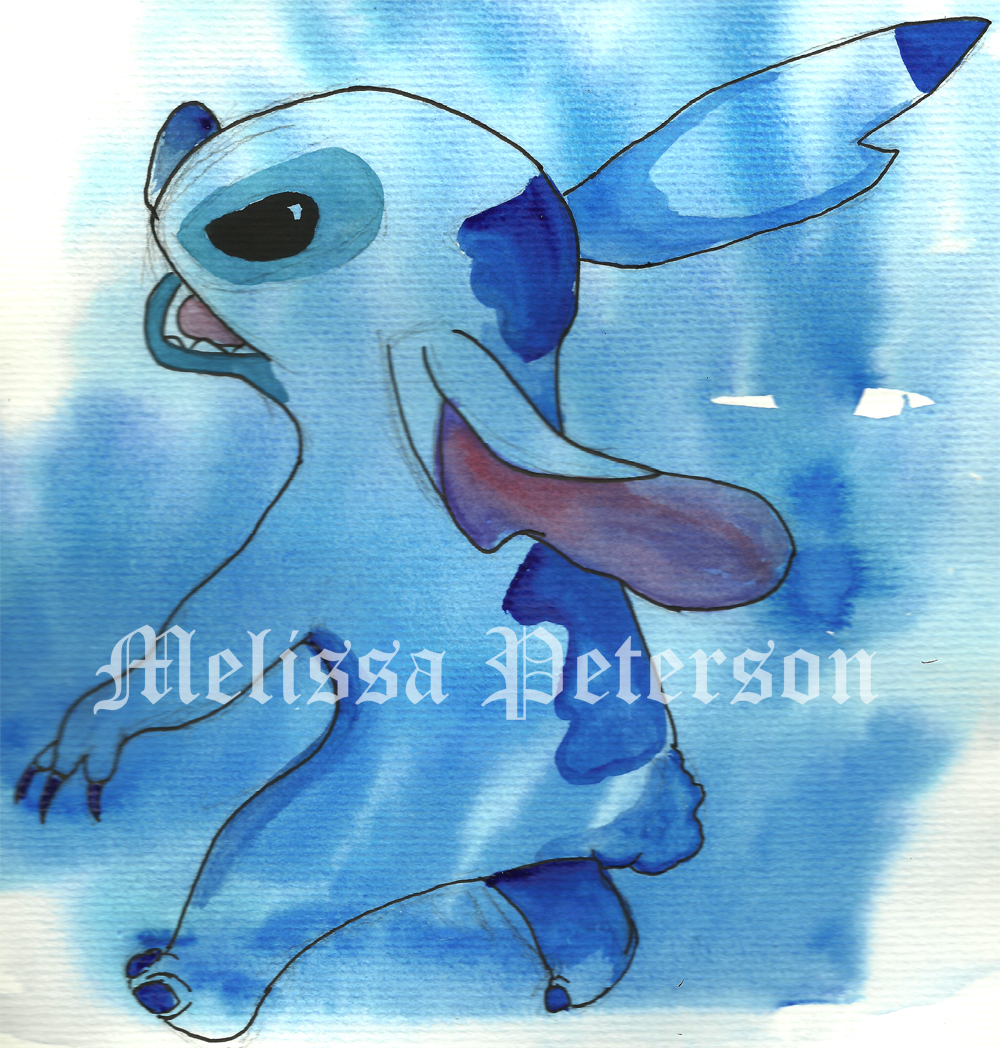 Stitch Watercolor Painting Ideas - Stitch Drawing from Lilo and Stitch