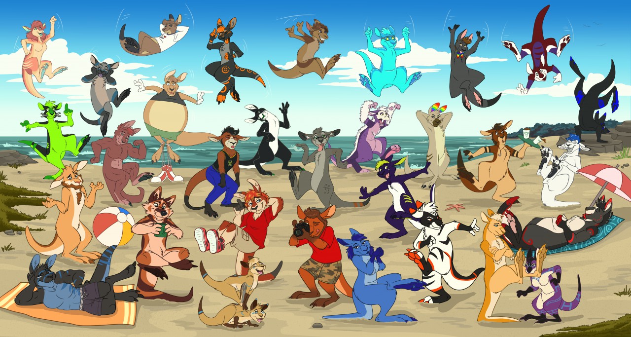Kangaroo Beach Mob! by Garrus -- Fur Affinity [dot] net