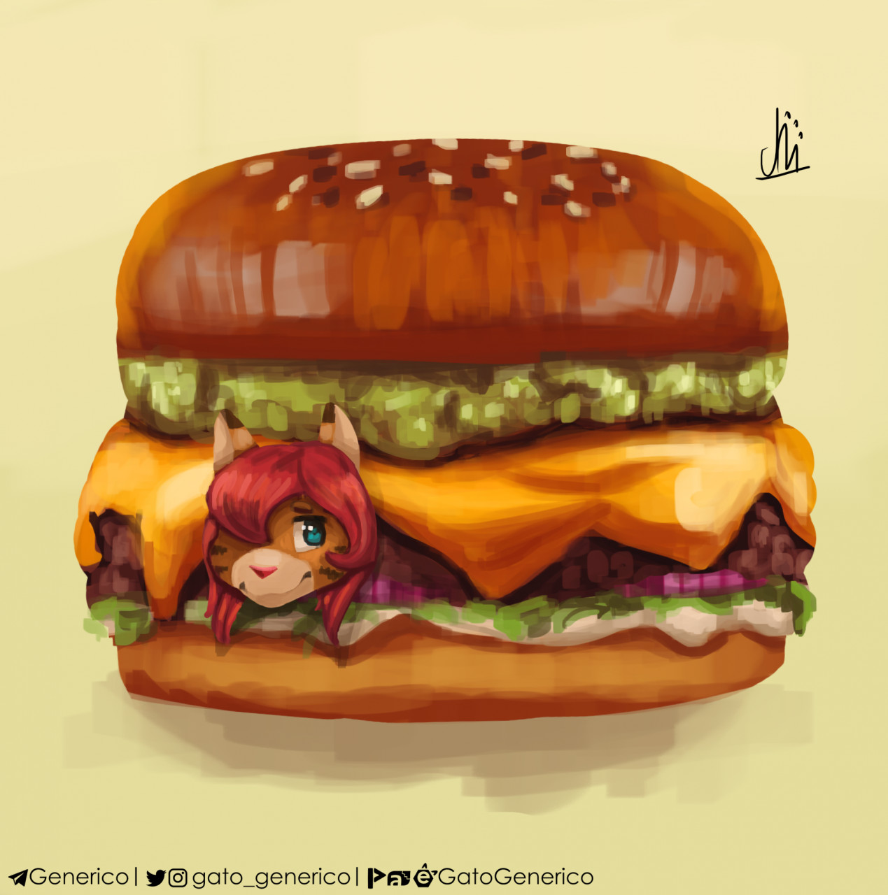 Chibi anime character enjoying a hamburger on Craiyon
