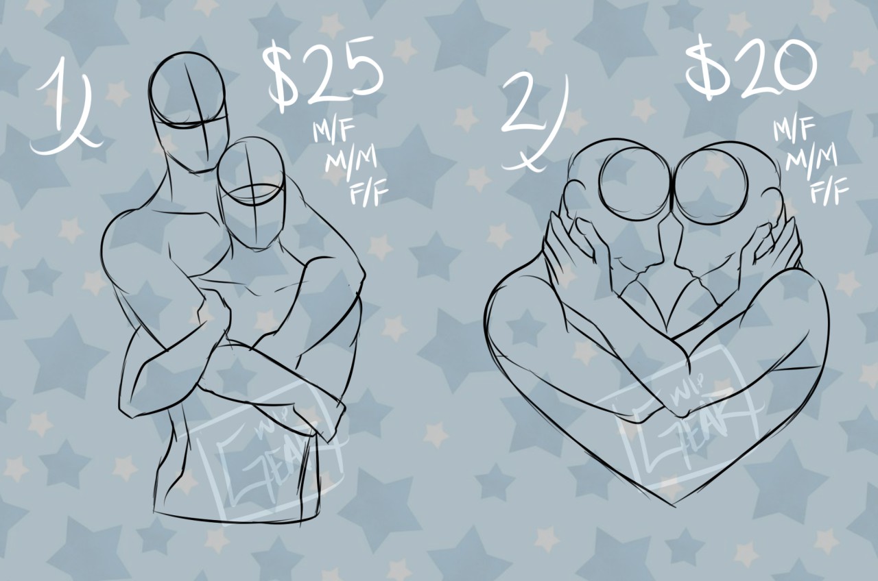 Love reference sheets by Kibbitzer on DeviantArt, romantic drawing poses