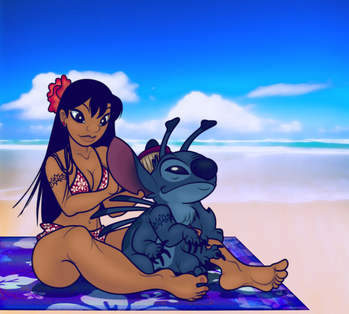 Lilo & Stitch "Chilling by the Beach". 