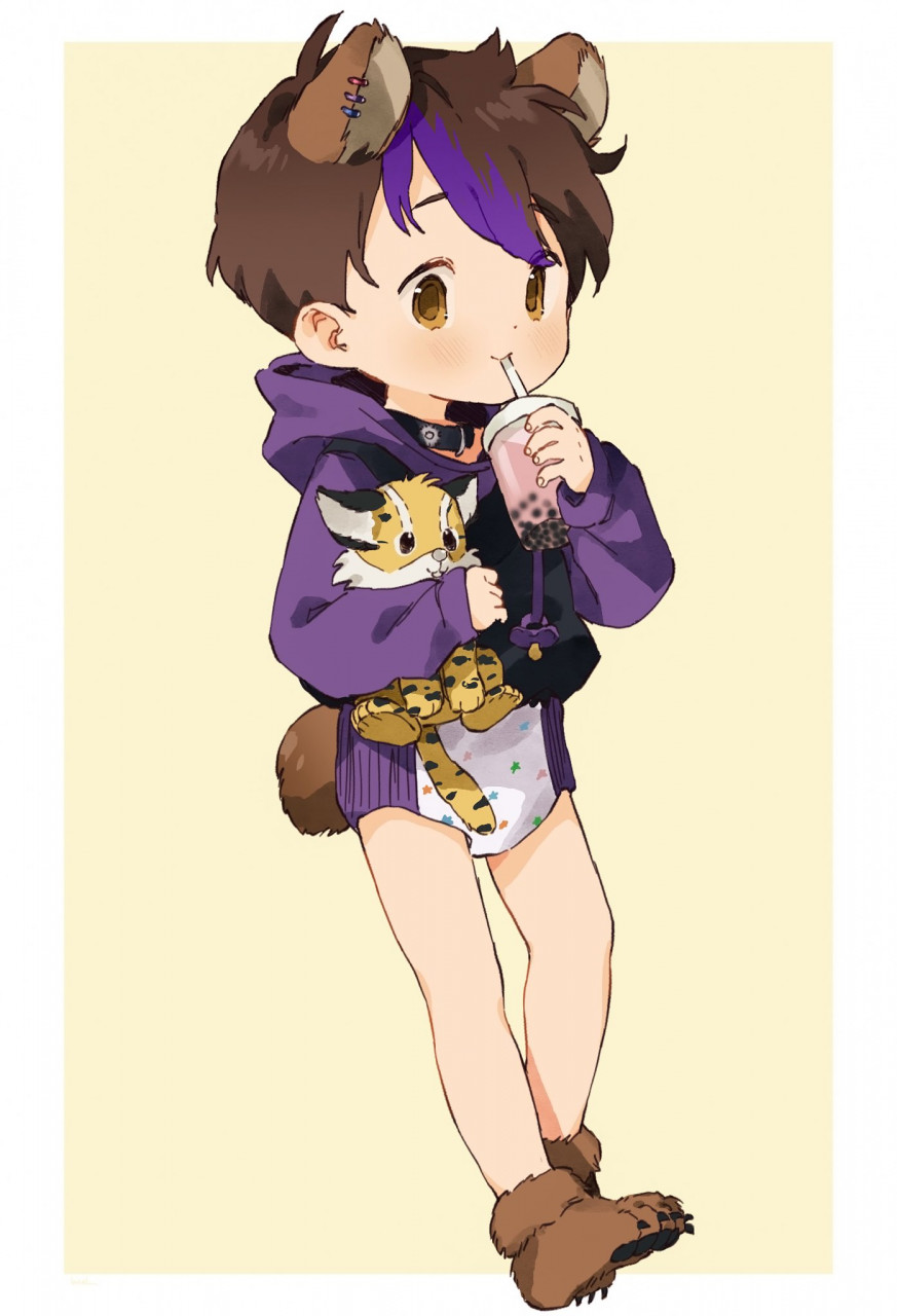 Download Anime Girl With Hoodie And Boba Tea Picture