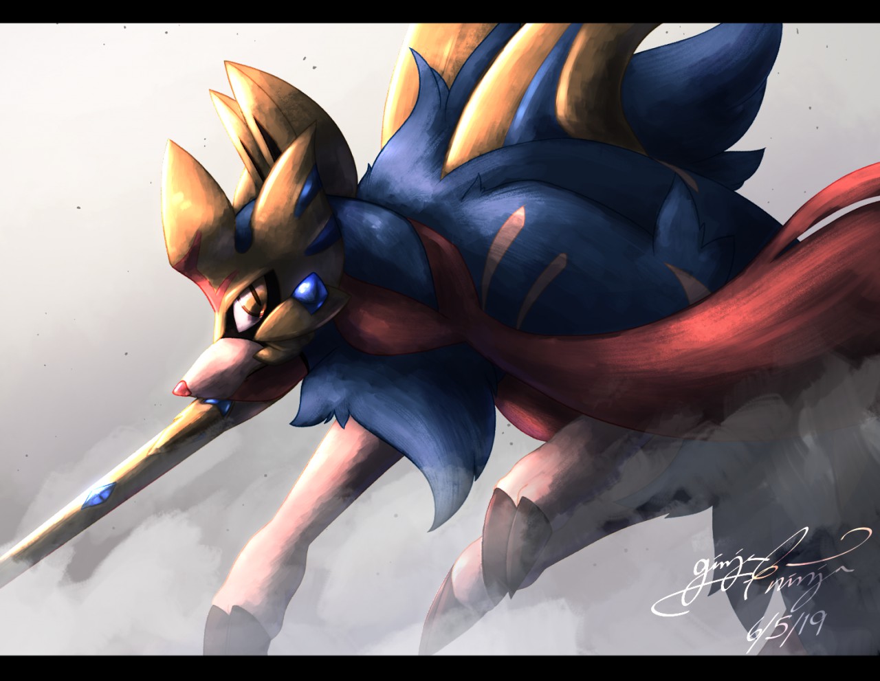 zacian and zacian (pokemon) drawn by chorefuji