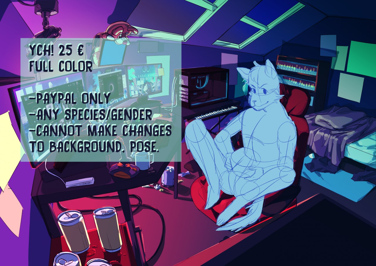 GIF] Gaming room Ych for Airking by Eloya_art -- Fur Affinity [dot] net