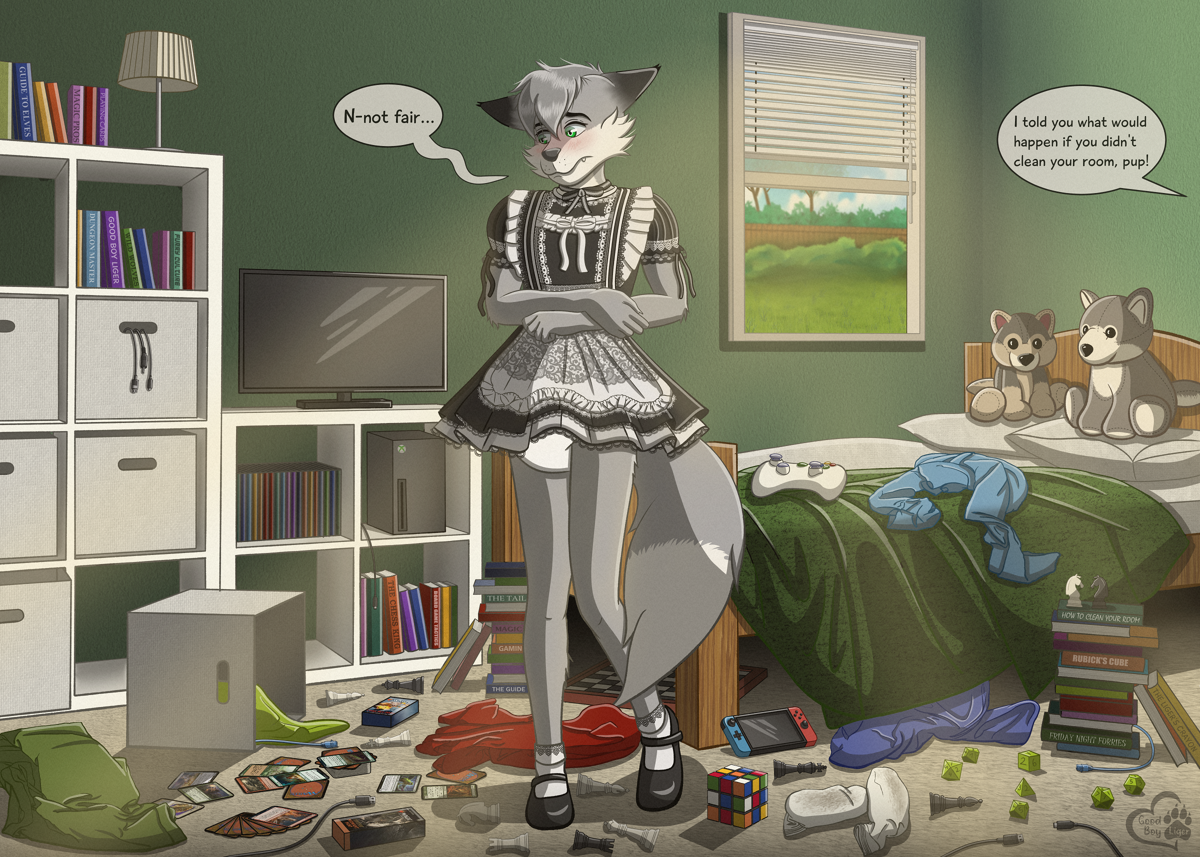 clean boy room illustration