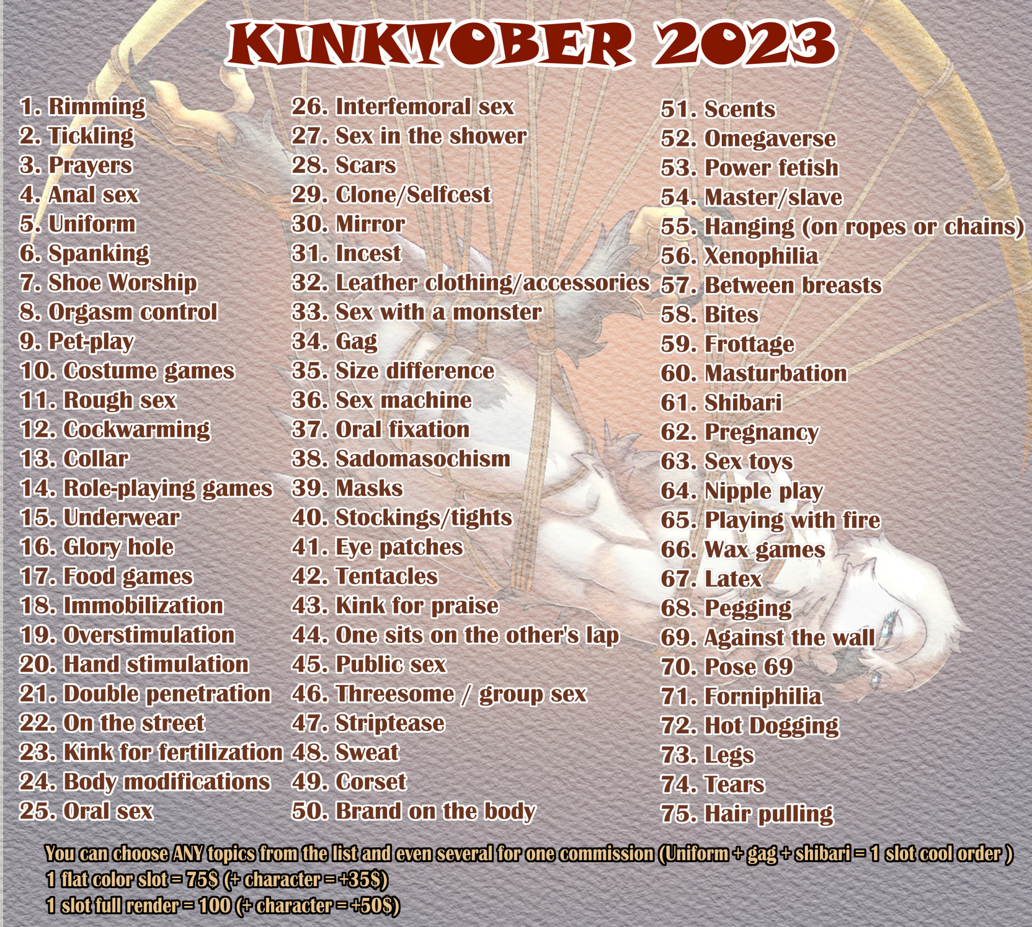 Kinktober commissions! Closed by GotikamaAmakitog -- Fur Affinity [dot] net