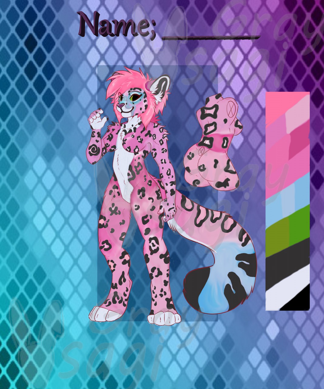 Lisa Frank inspired Snow Leopard by GrayUsagi -- Fur Affinity [dot] net