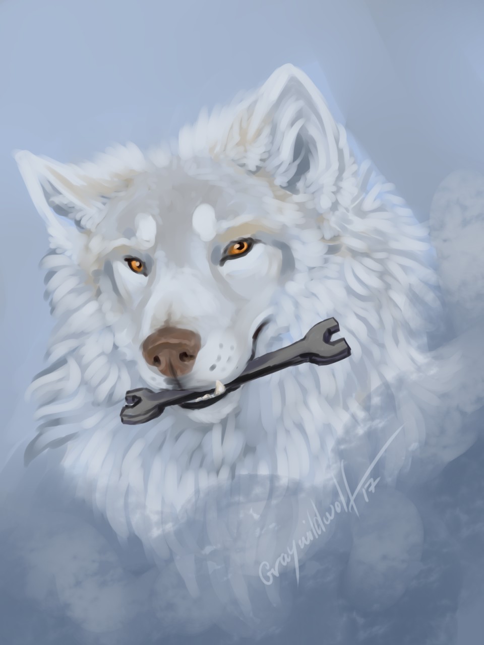 Белый волк портрет