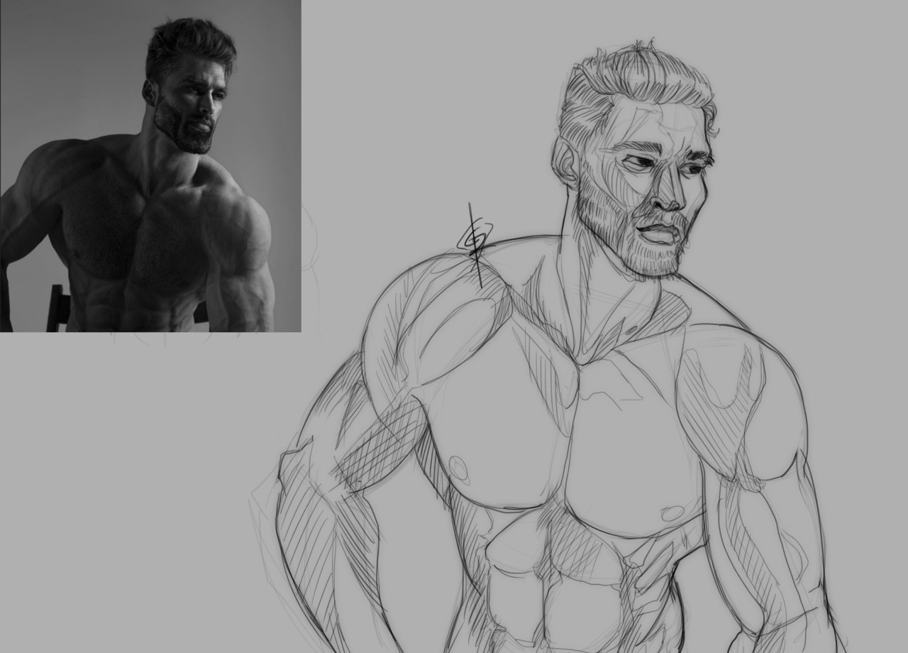 GIGA CHAD  Chad, Male sketch, Male