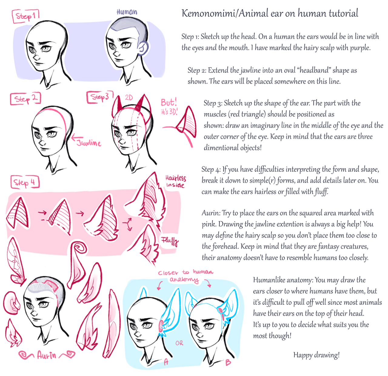 How to Draw Pointed Elf Ears  Draw Central