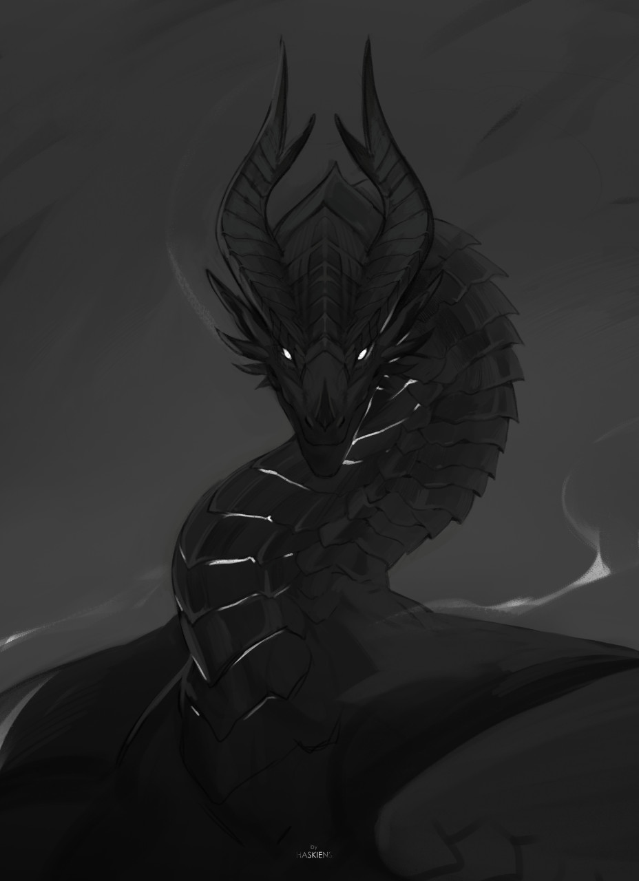Чёрный дракон тьмы маленький арт