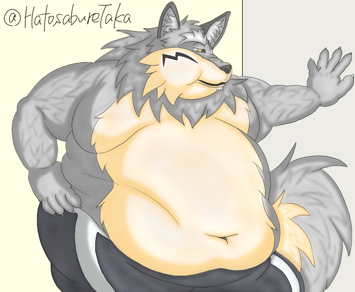 Big fat wolf pinning against a wall by HatosabureTaka -- Fur Affinity [dot]  net