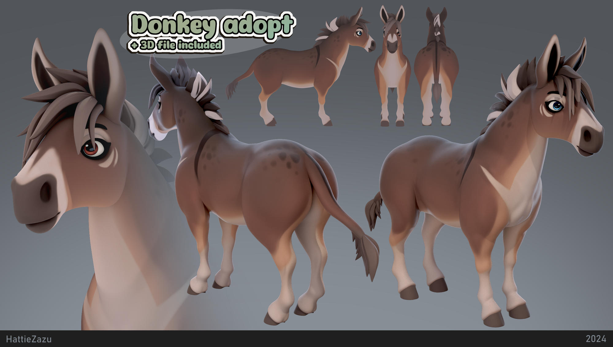 Donkey 3D Adoptable