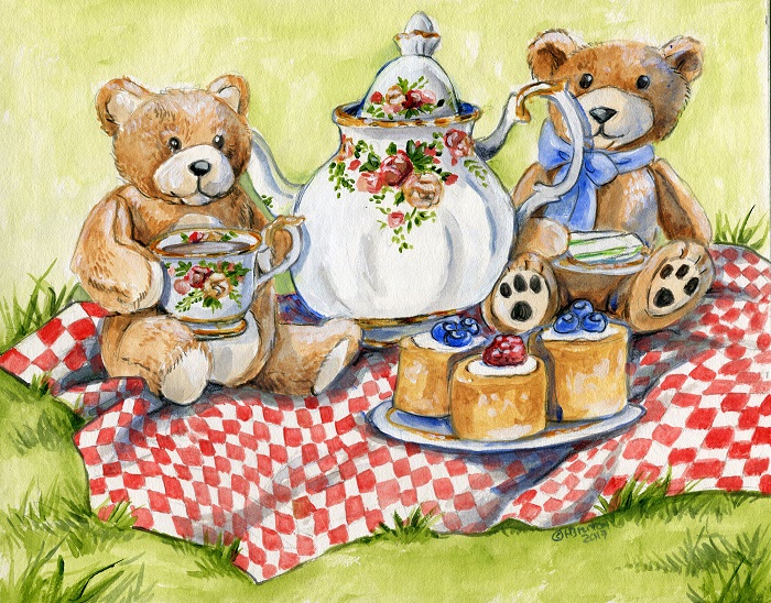 teddy bear tea clipart