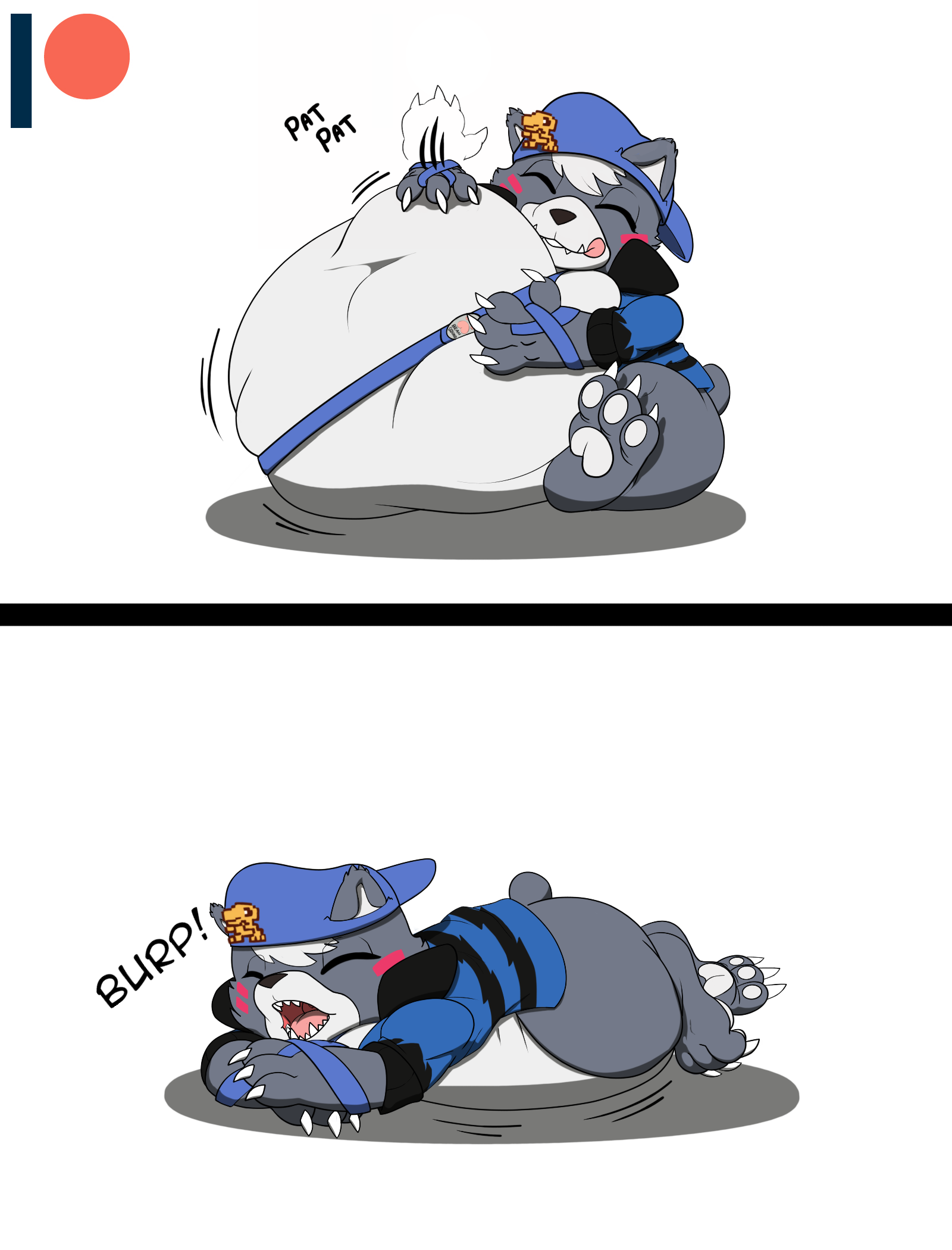 Furrybooru After Vore Bandai Namco Bear Tail Bearmon Belly Blue Clothing Burping Butt Claws 