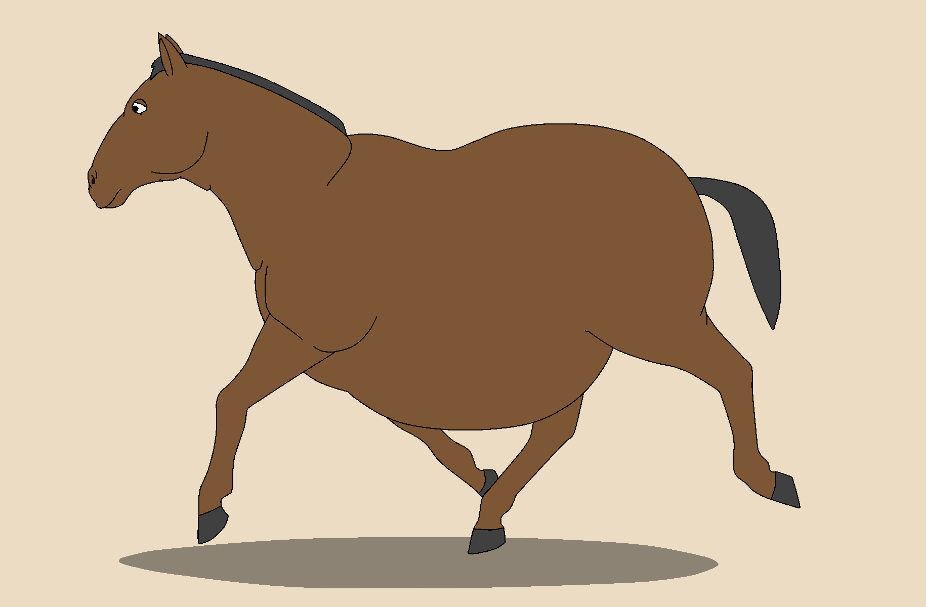 fat horse running