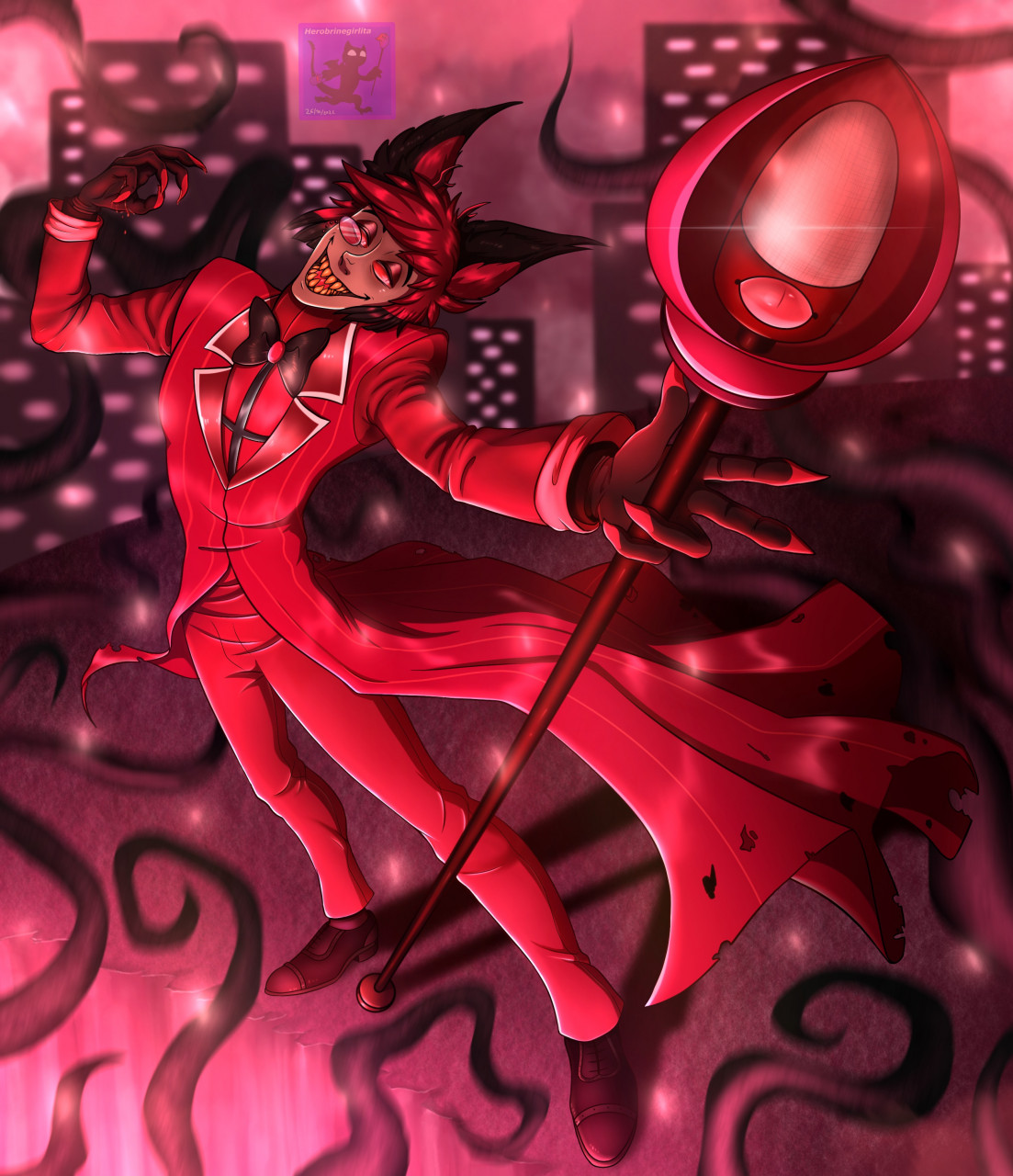 Alastor Hazbin Hotel Fanart by Herobrinegirlita -- Fur Affinity [dot] net