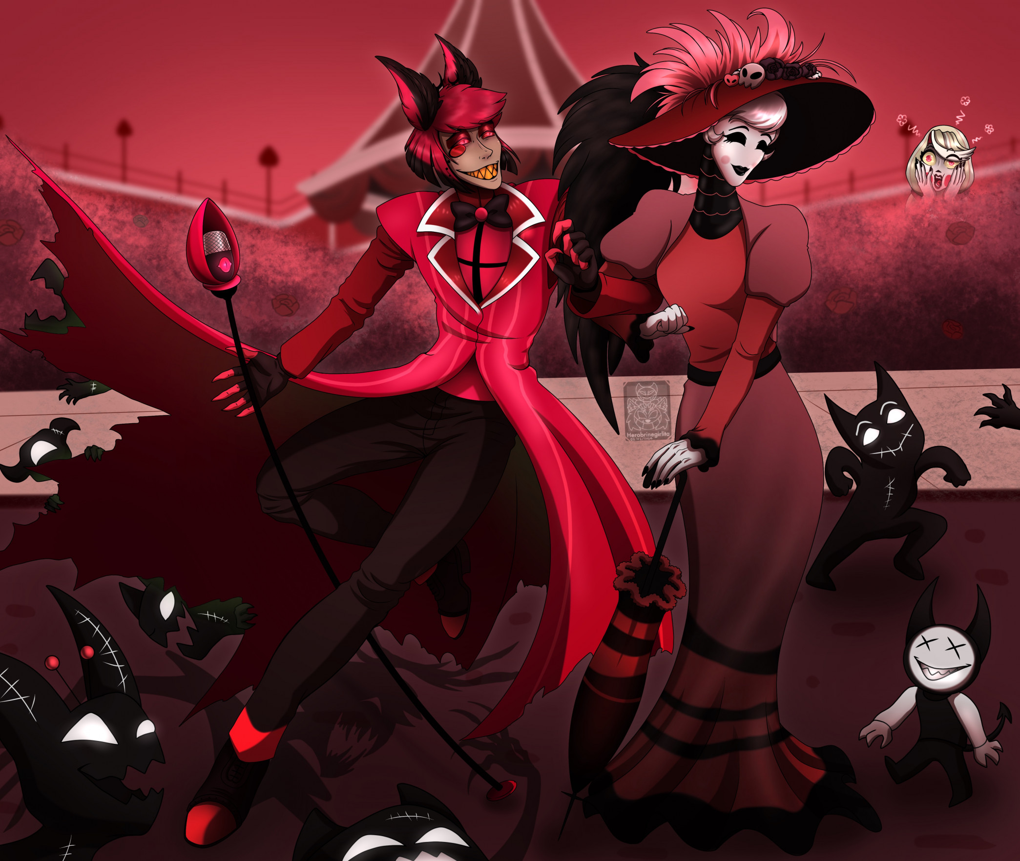 Alastor and Rosie [Hazbin Hotel Fanart] by Herobrinegirlita -- Fur Affinity  [dot] net