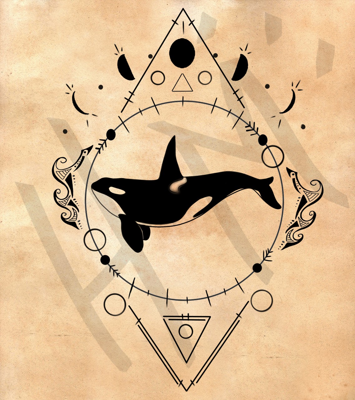 Abstract orca tattoo - Tattoogrid.net