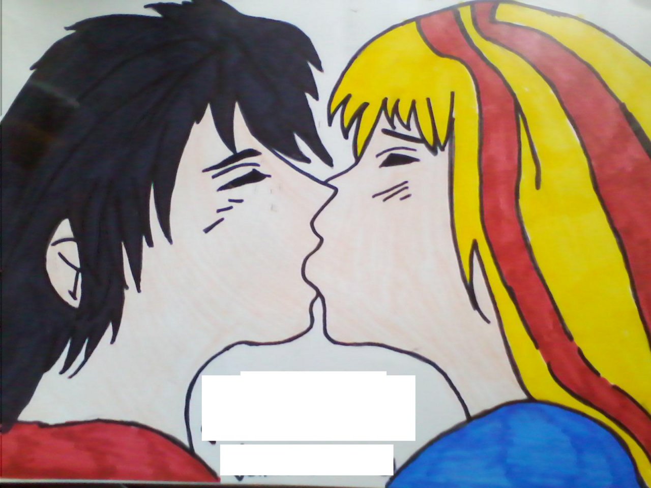 anime couple kissing drawing