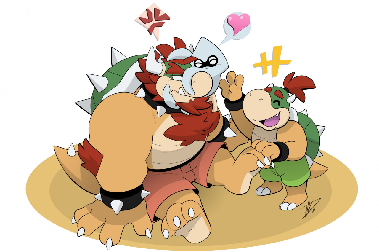 Bowser and bowser jr fanart