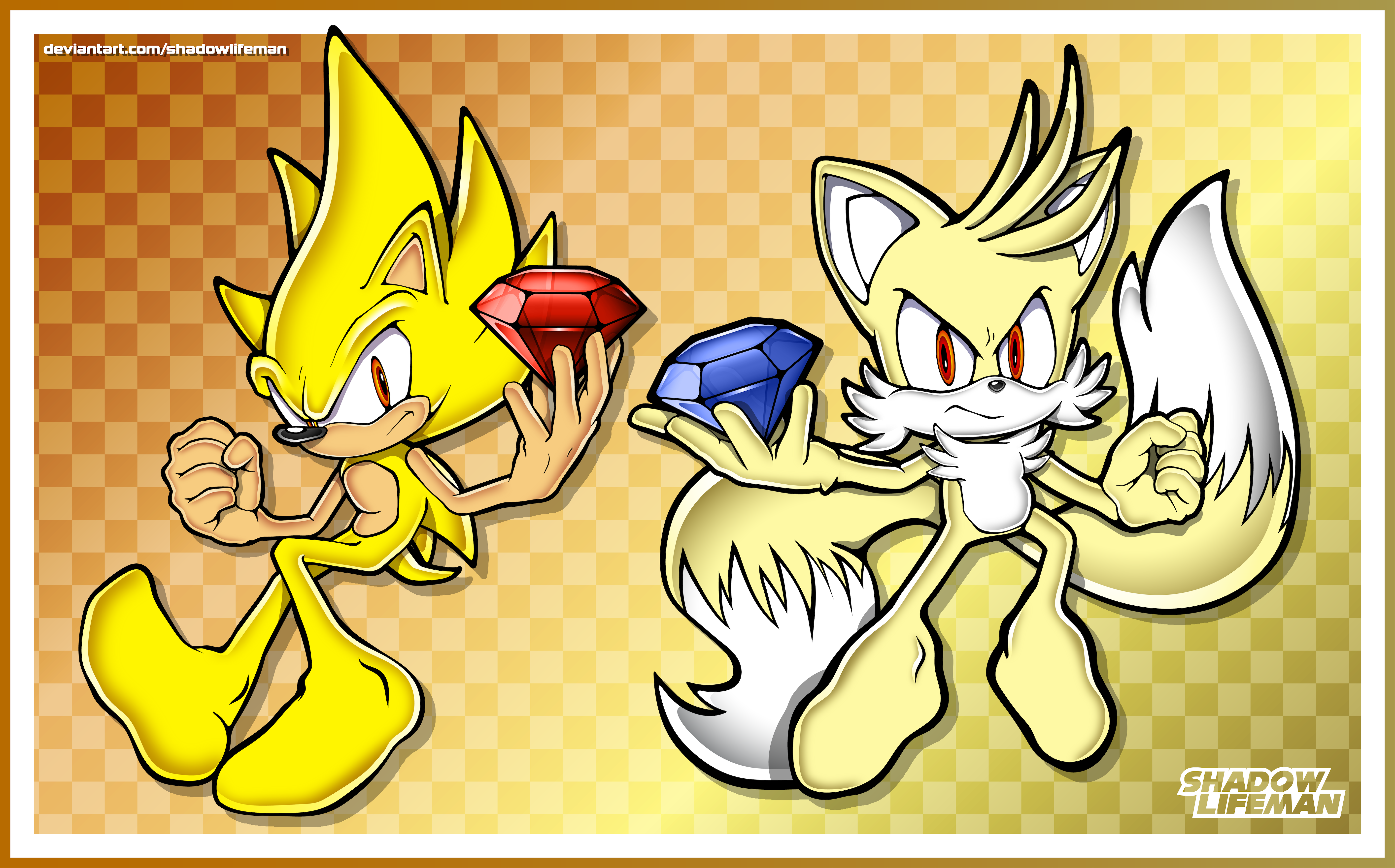 Super Sonic and Super Tails (Bare) by hker021 -- Fur Affinity [dot