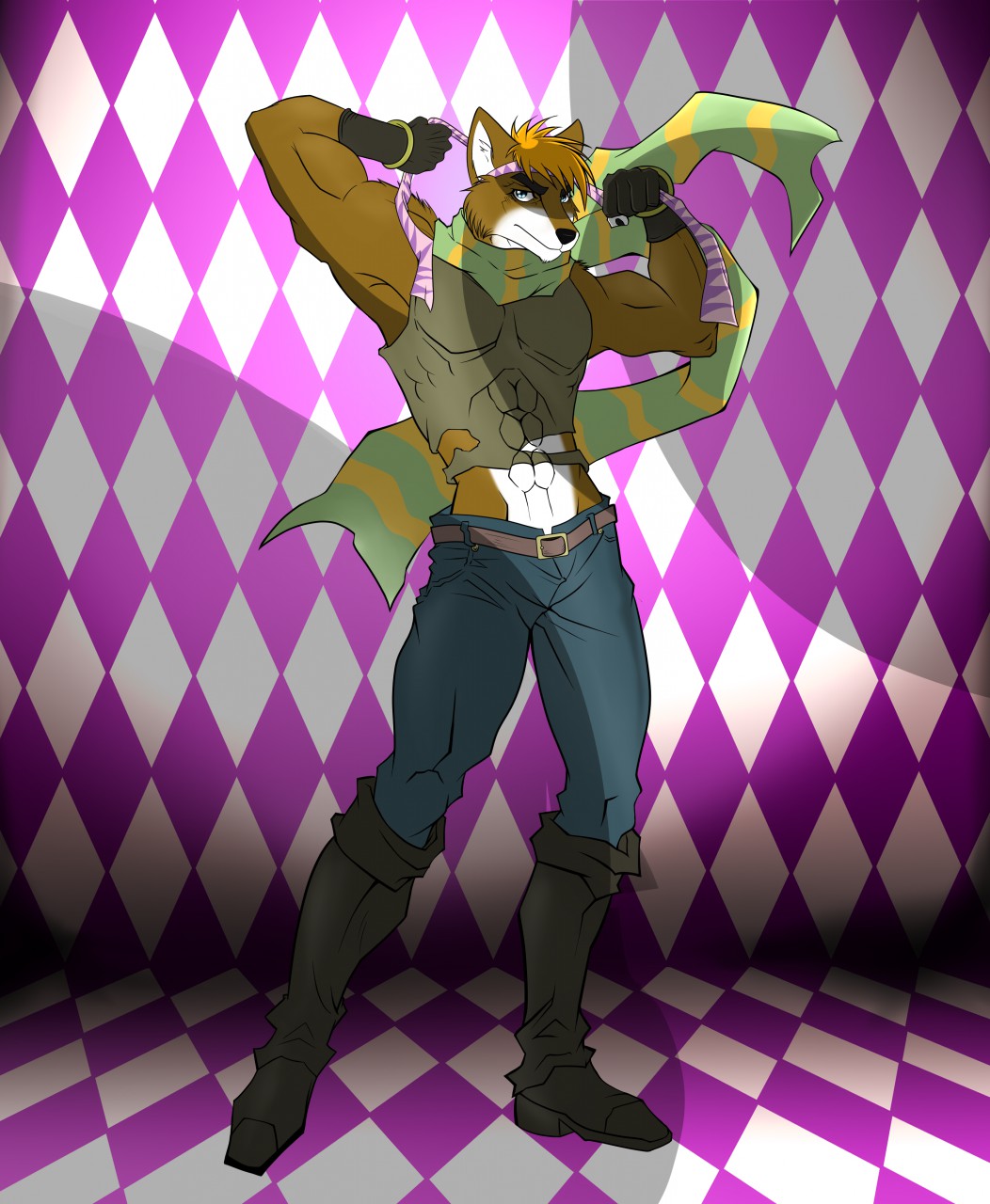 Anon Fox - Joseph Joestar Pose by HollyNight~HardDay -- Fur Affinity [dot]  net