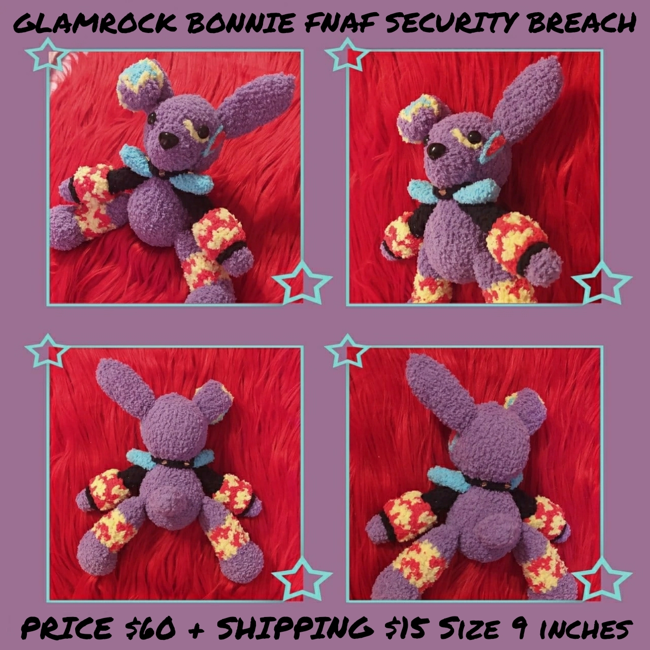 Glamrock Bonnie custom plush review! (Fnaf Security Breach) 