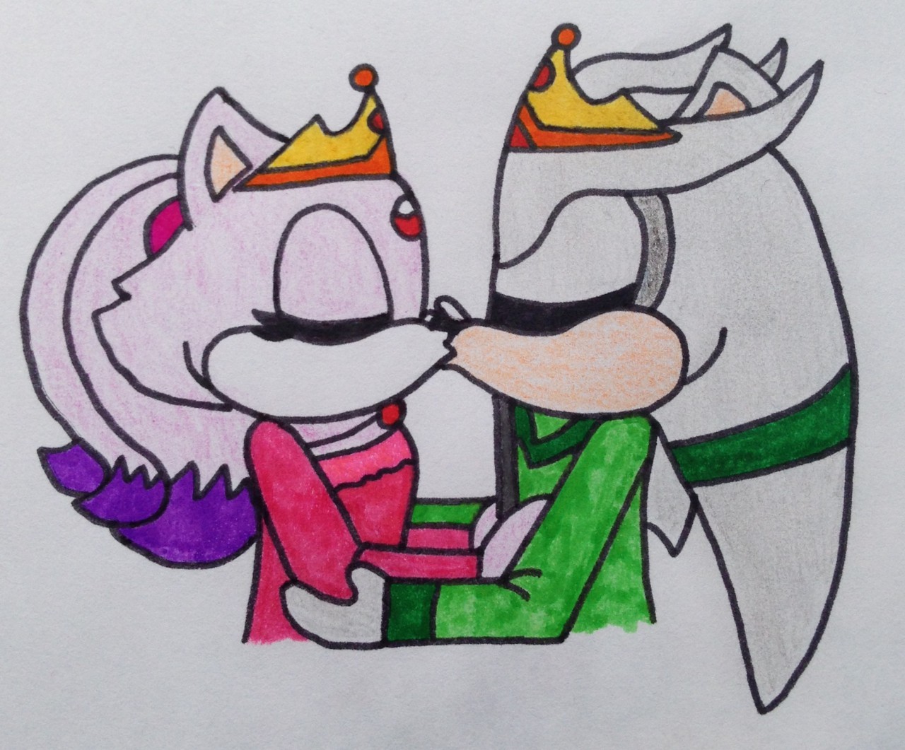 silver the hedgehog and blaze the cat kissing