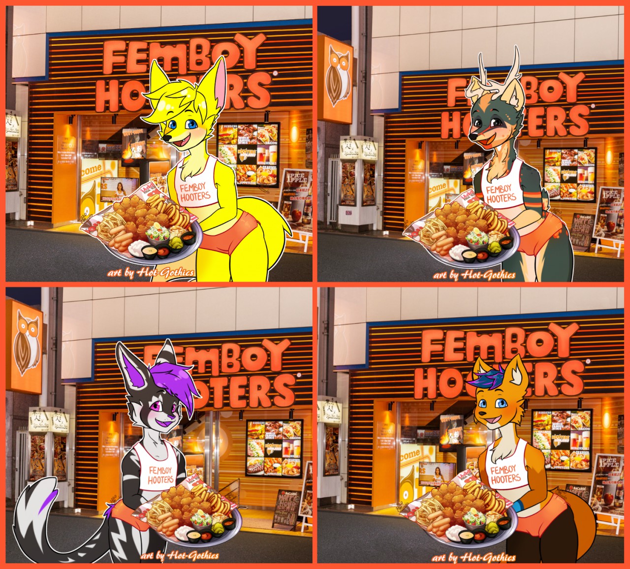 Femboy Hooters YCHs 1 - 4 by hot-gothics -- Fur Affinity [dot] net