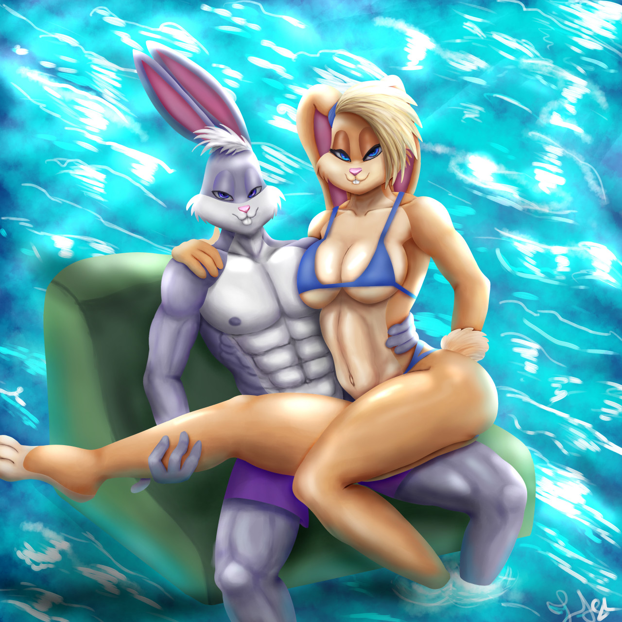 Bugs holding Lola at the Pool by Housasmithor -- Fur Affinity [dot] net