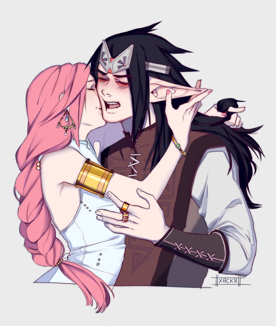 Elf Princess and shy boy by Hussik -- Fur Affinity [dot] net