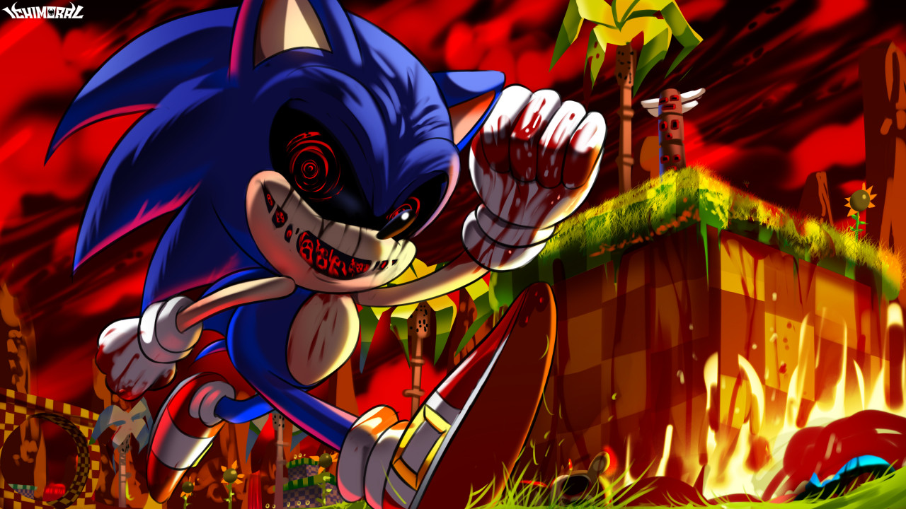 Creepy images with sonic exe green hill theme 1 41563470616