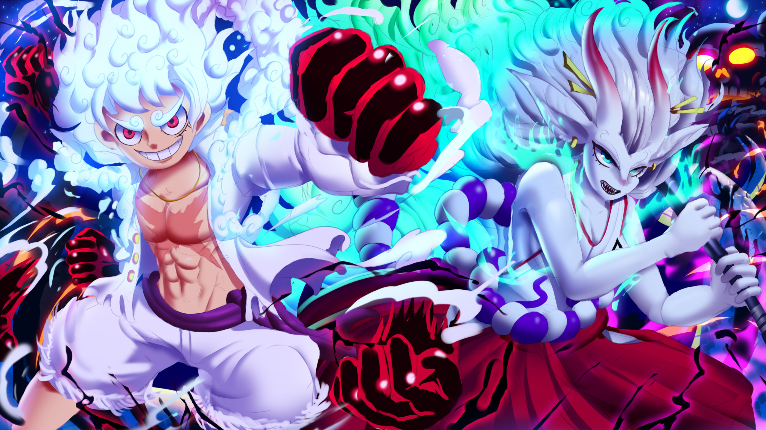 One piece - Gear 5 Luffy and Yamato by Ichimoral -- Fur Affinity [dot] net