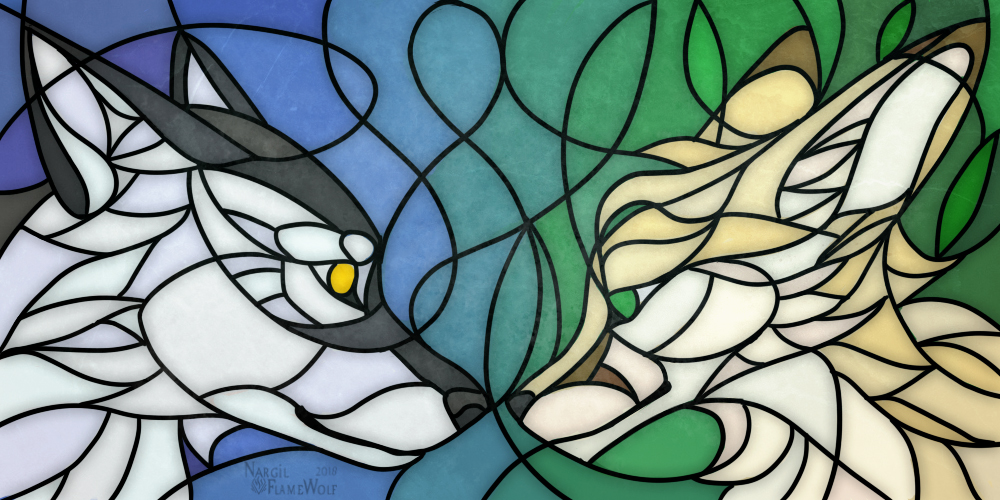 stained glass wolf patterns