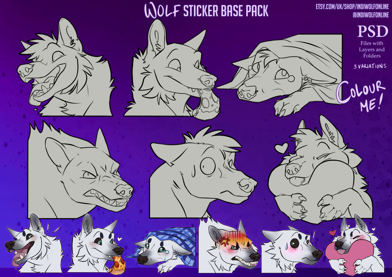 Wolf/Canine Sticker Base Pack by IndiWolfOnline -- Fur Affinity [dot] net