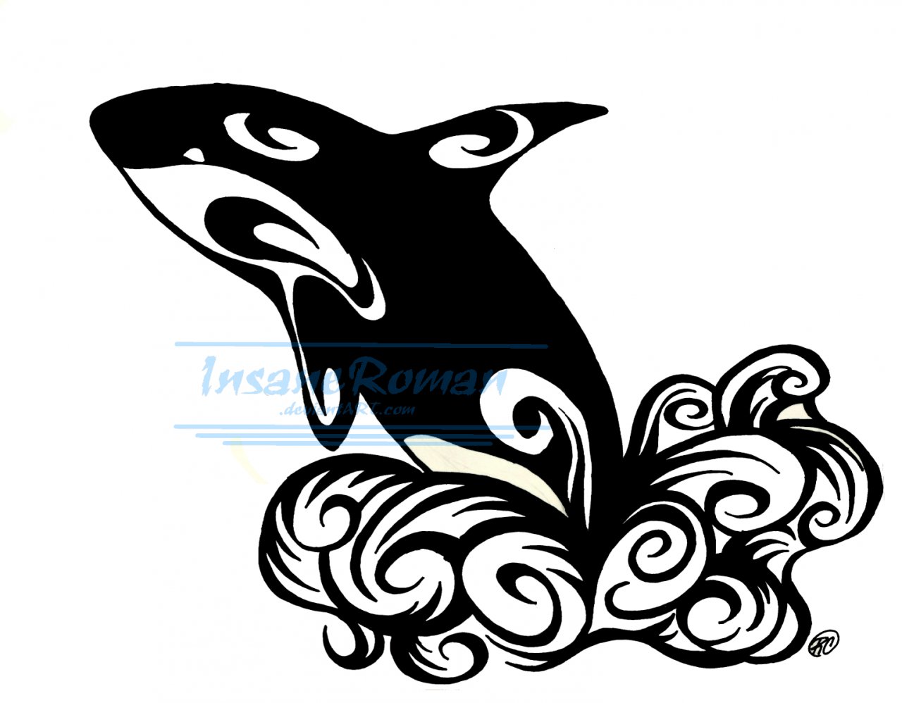 Killer Whale  Orca Tattoo With Tribal Patterns For Instant Download   Yorozuya