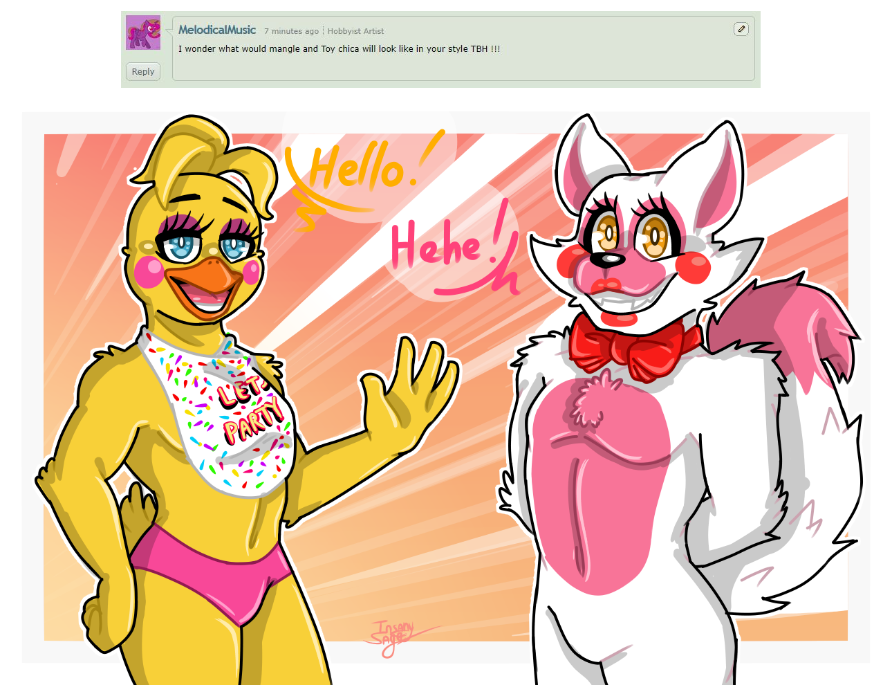 Fnaf toy chica vs mangle