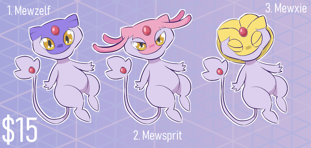 All0412 ✪ on X: Pokémon Commission: Mewtwo with makeup #Pokemon25 #Mew  #Celebi #FanArt  / X