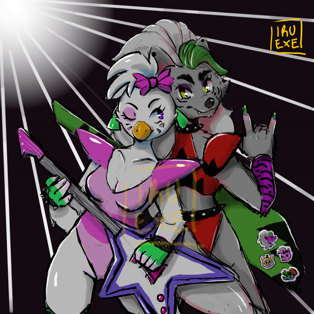 Fanart FNAF Glamrock Chica and Roxy by iru_exe -- Fur Affinity [dot] net