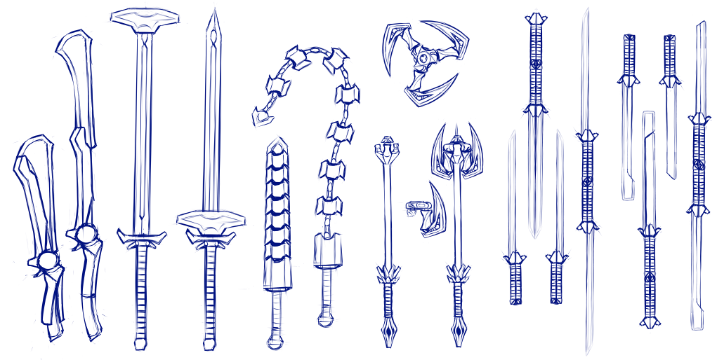 Combi-weapons sketch page. by Ivory-Raven -- Fur Affinity [dot] net