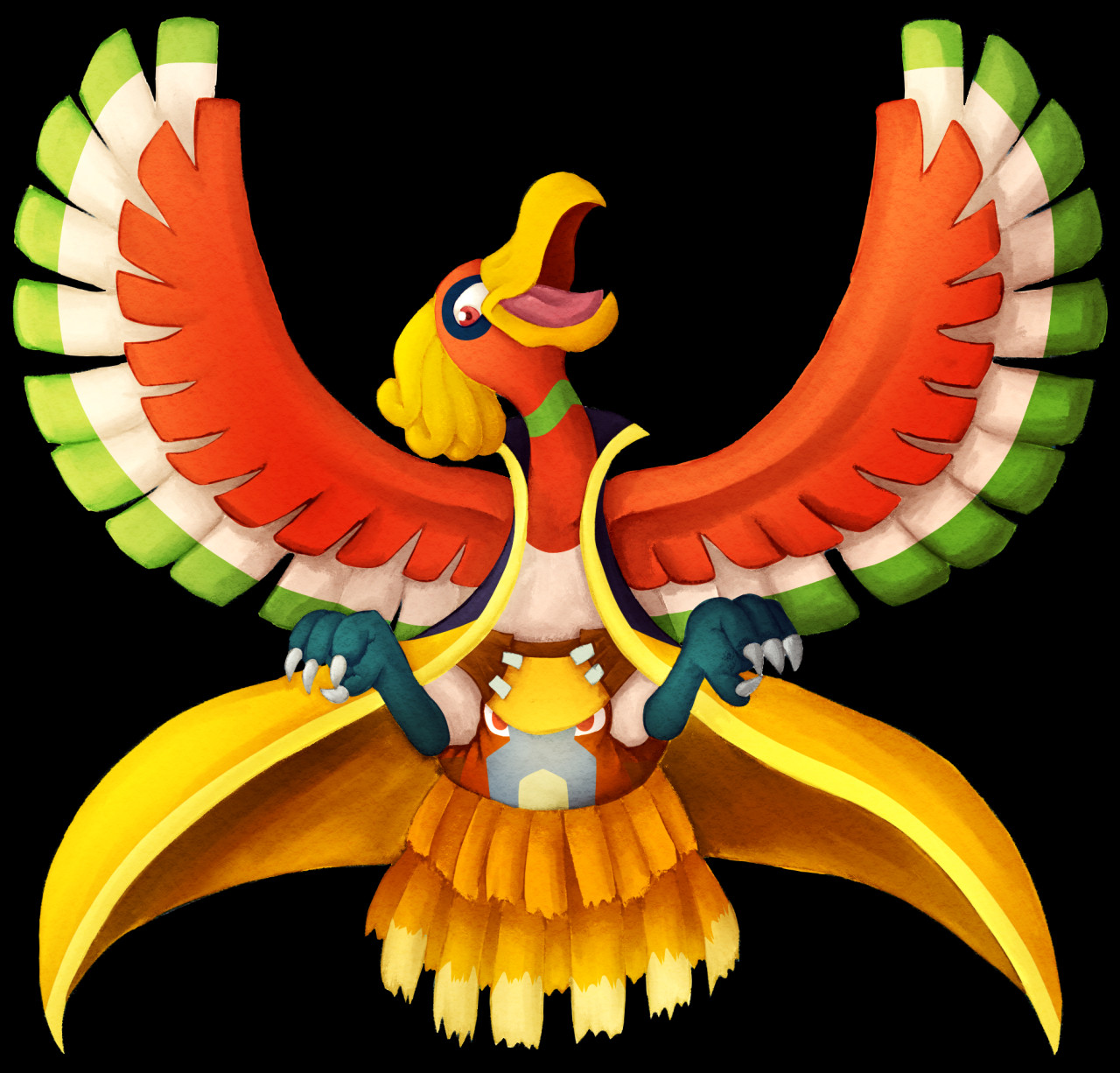 Ho-Oh the Legendary Rainbow Bird, Guardian of The Land